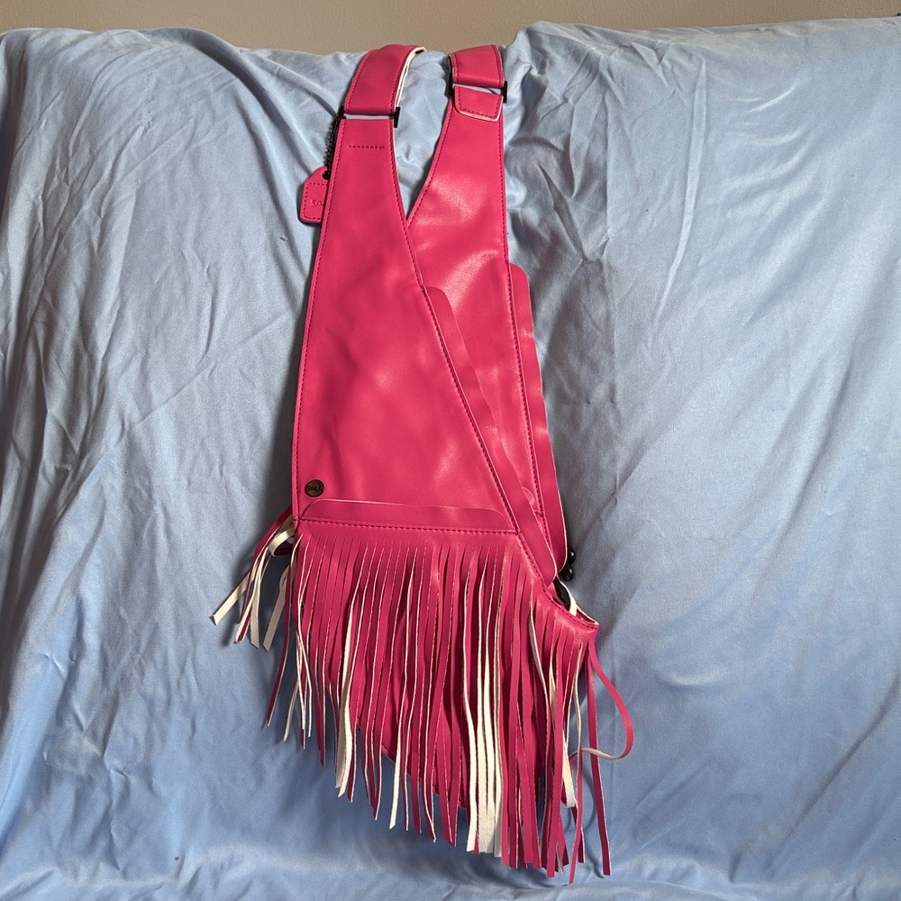 26. Sash Pink & White Vegan Leather Fringe Women's Bag - Rare Colour
